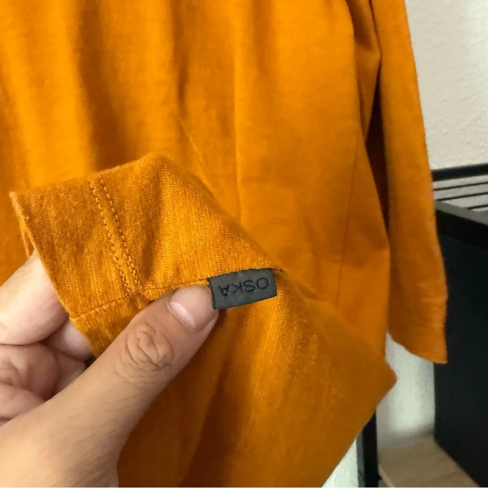 OSKA mustard marigold orange yellow slub cotton scoop long‎ sleeve tee